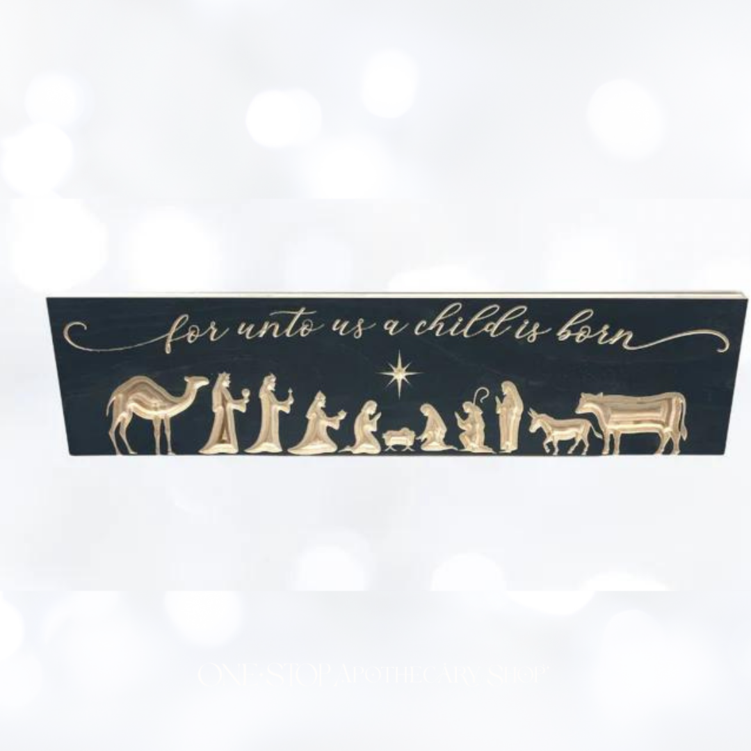 Christmas Nativity Religious Wood Sign 5x20