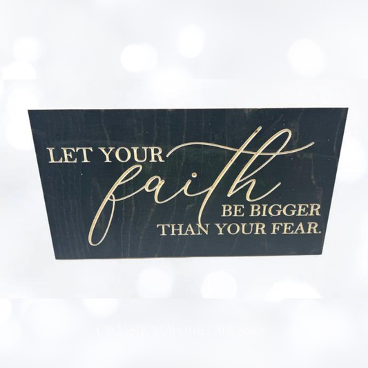 FAITH OVER FEAR Religious Christian Wood Sign 6 x 11