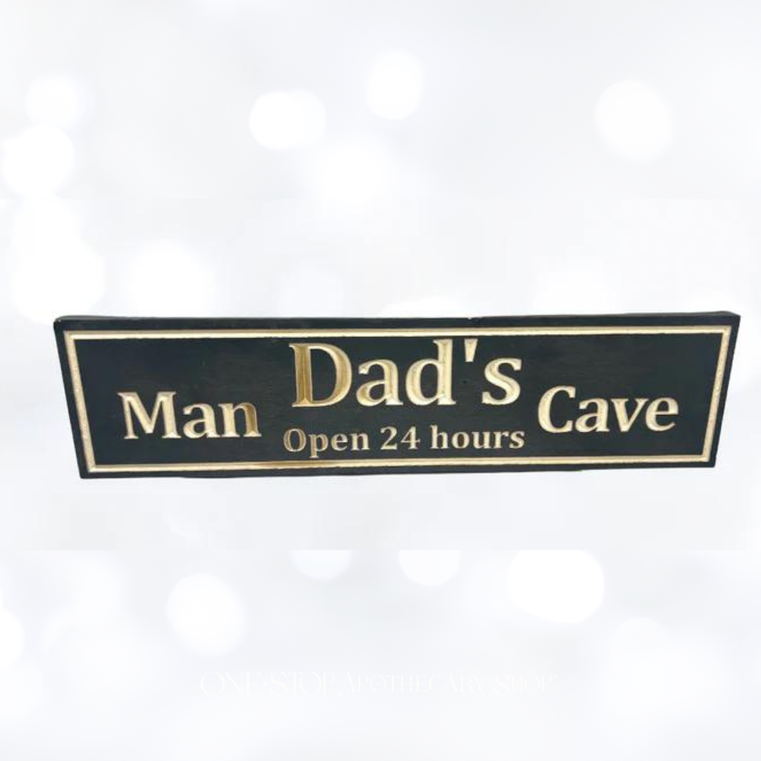 Dad's Man Cave Fathers Day Wood Sign 5 x 20