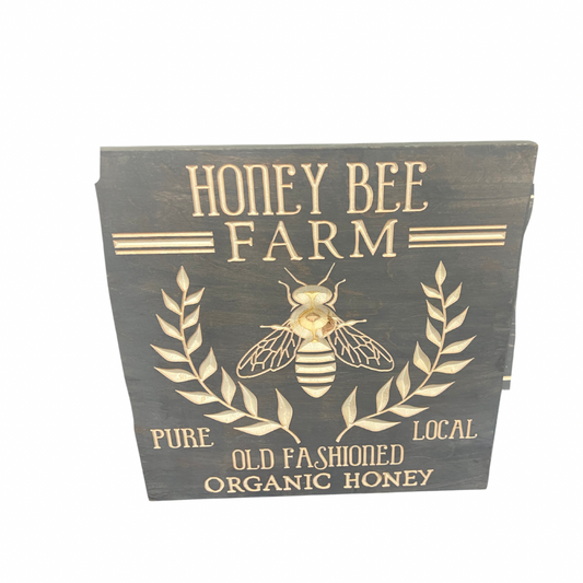 HONEY BEE FARM Wood Sign 10x10