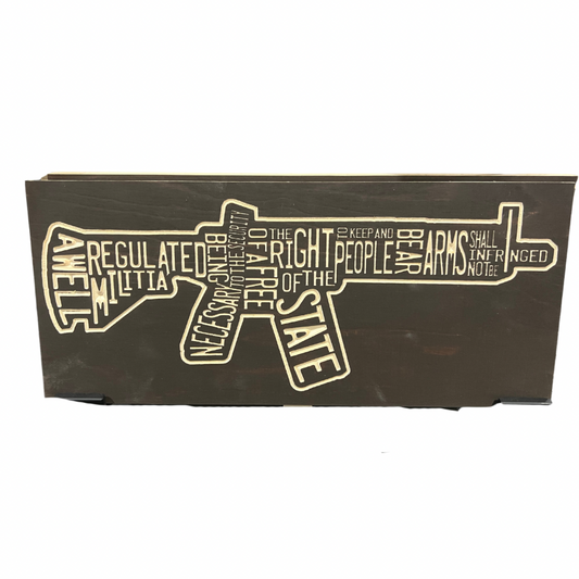 2nd Amendment shown in an AR15 outline Wood Sign