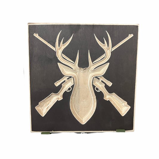 Deer Head Hunter Wood Sign