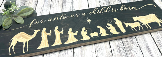 Christmas Nativity Religious 5 x 20 Wood Sign